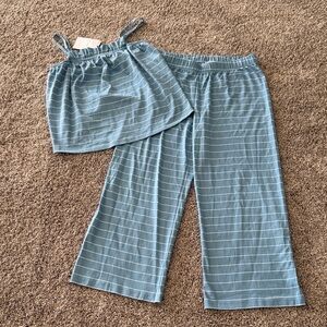 Lake Pajamas Blue Striped Set, NWT